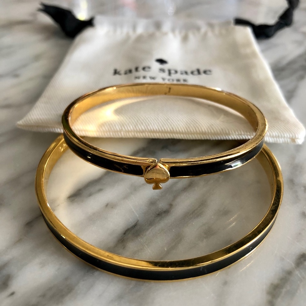 Two Kate Spade Black Enamel Bracelets